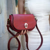 Amaran C1 deep red handmade leather shoulder bag with stone clasp -HagorArts