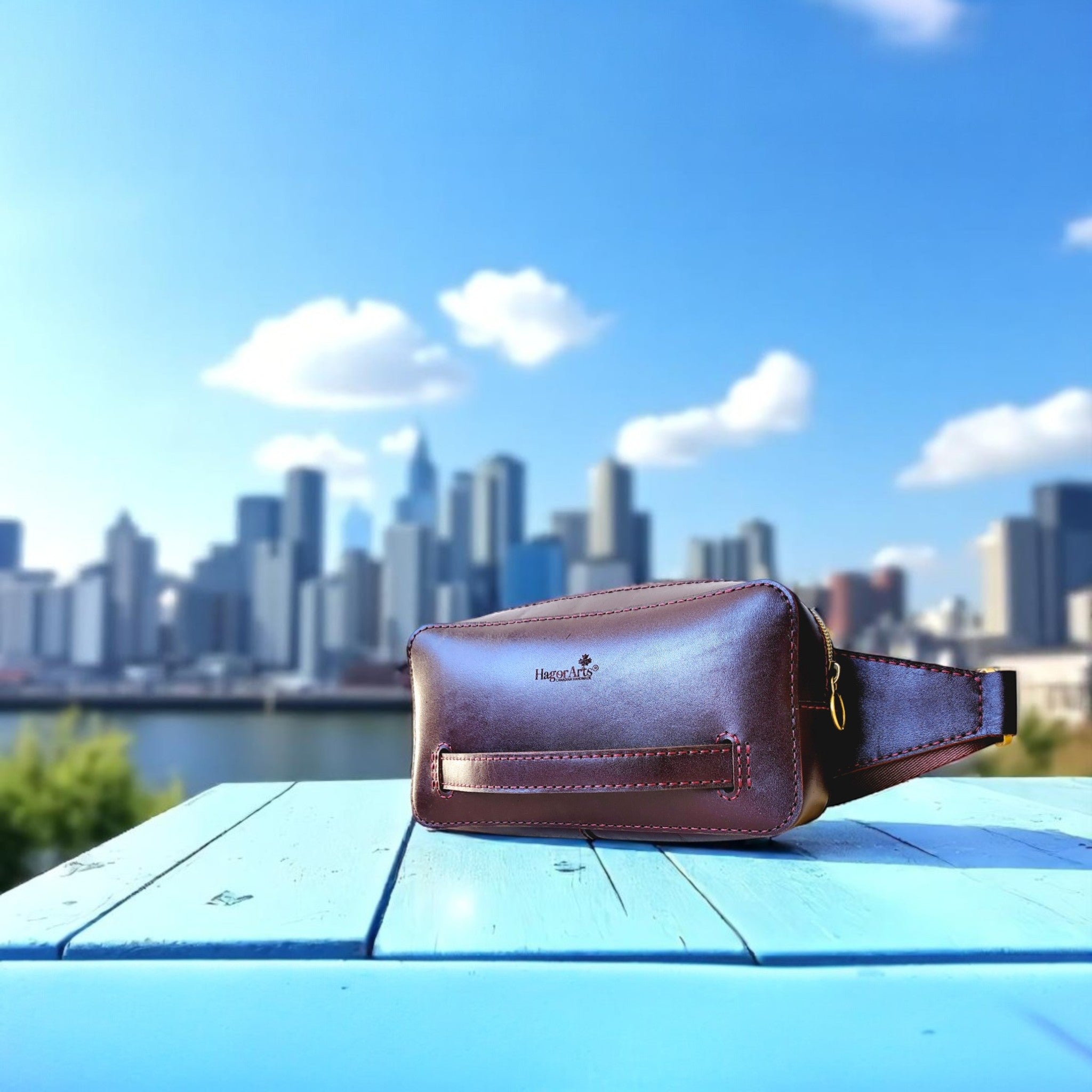 Leather Belt Bag, Scarlet C2