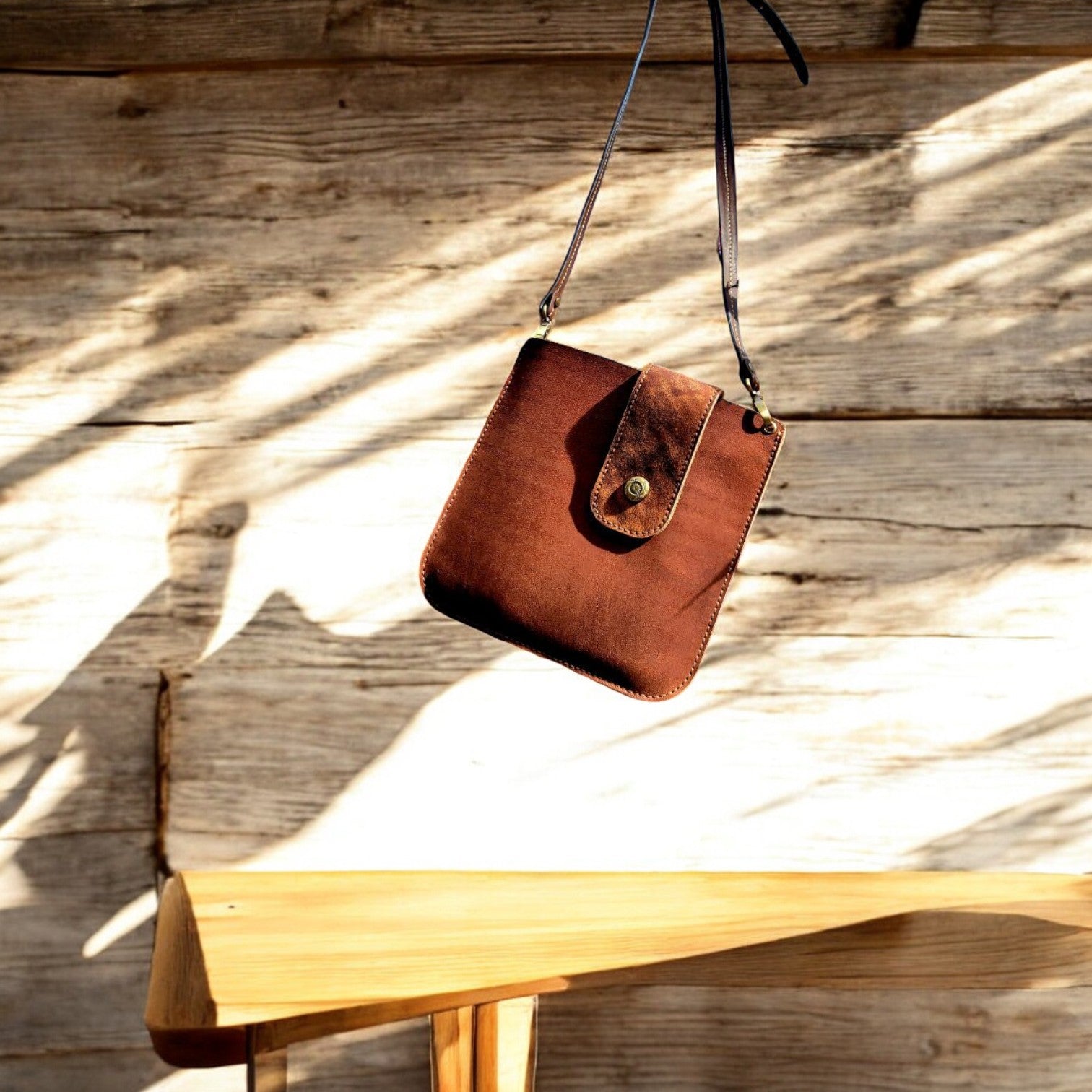 Premium handcrafted leather crossbody bag, designed with high-quality natural leather by HagorArts Canada