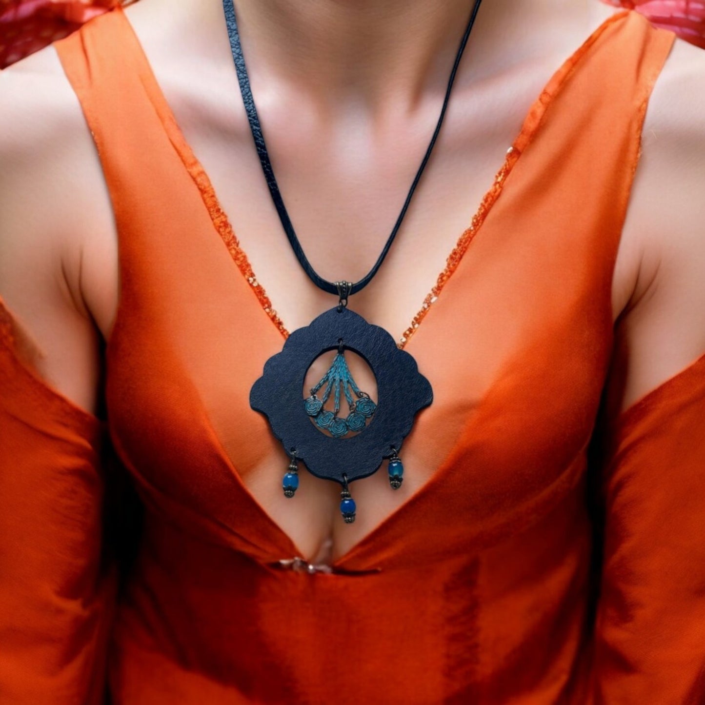 Leather Necklace, Charnova Collection, V1