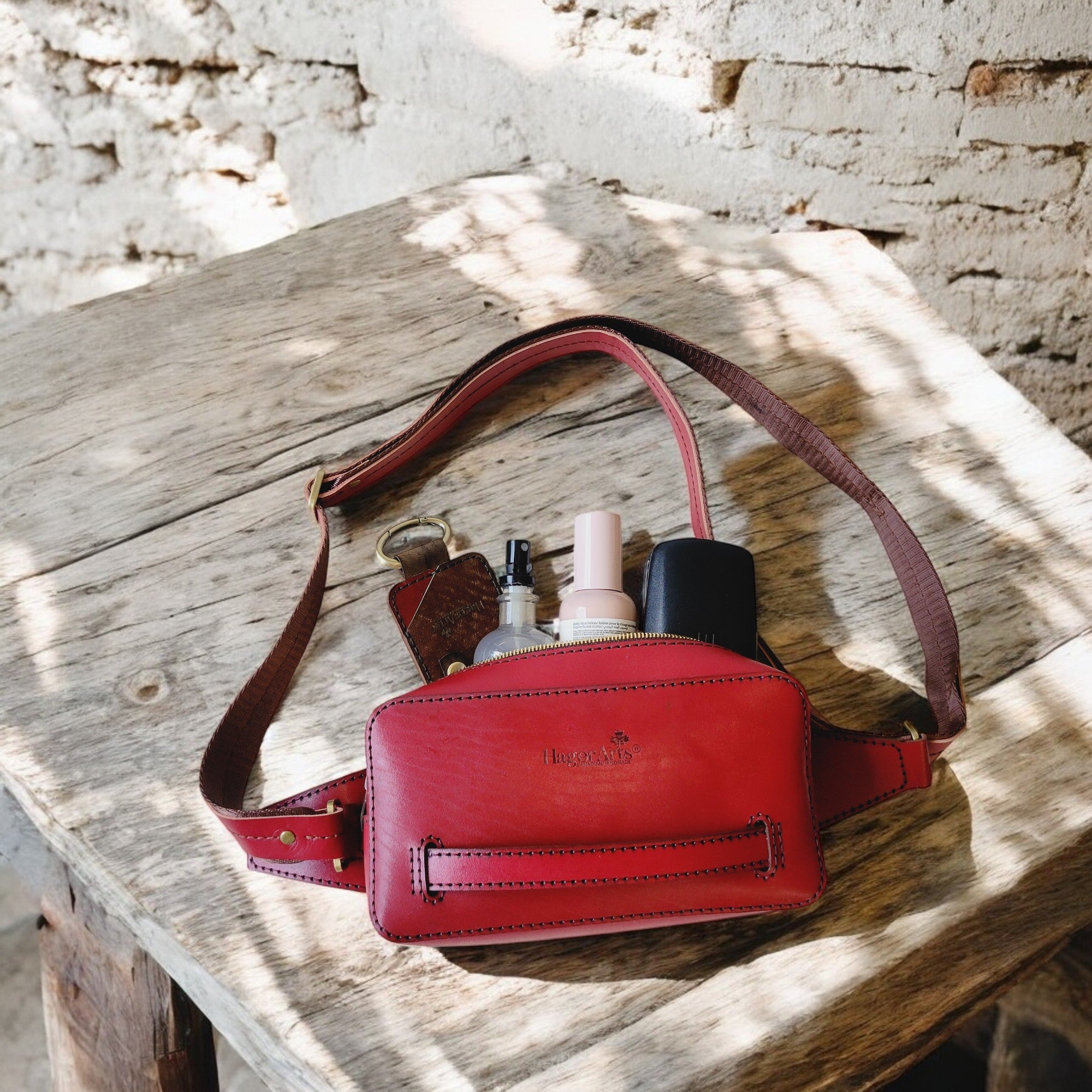 Leather Belt Bag | Scarlet | C1