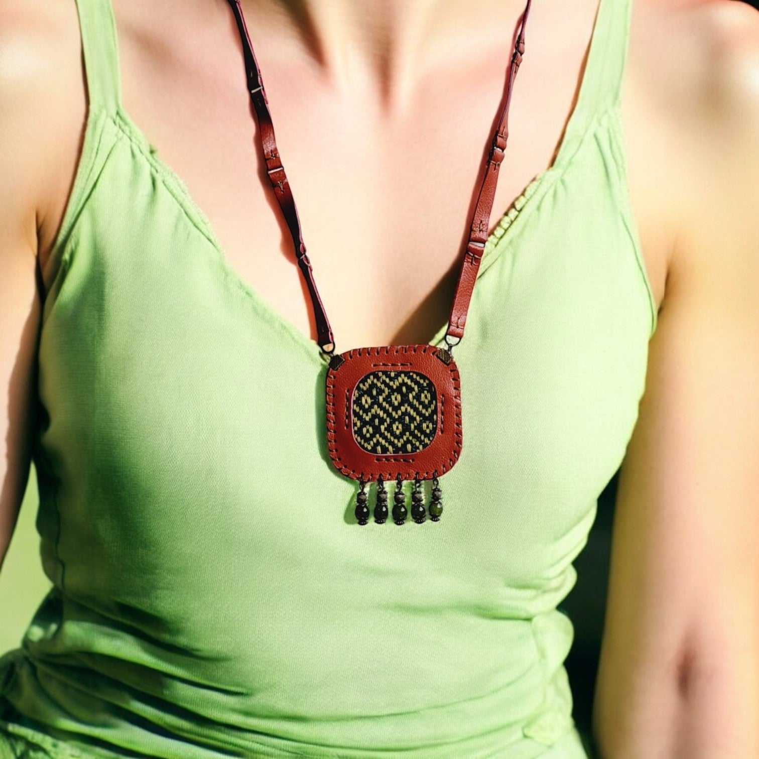 Hand-stitched (whip-stitch) perimeter; burnished edges for a polished finish.